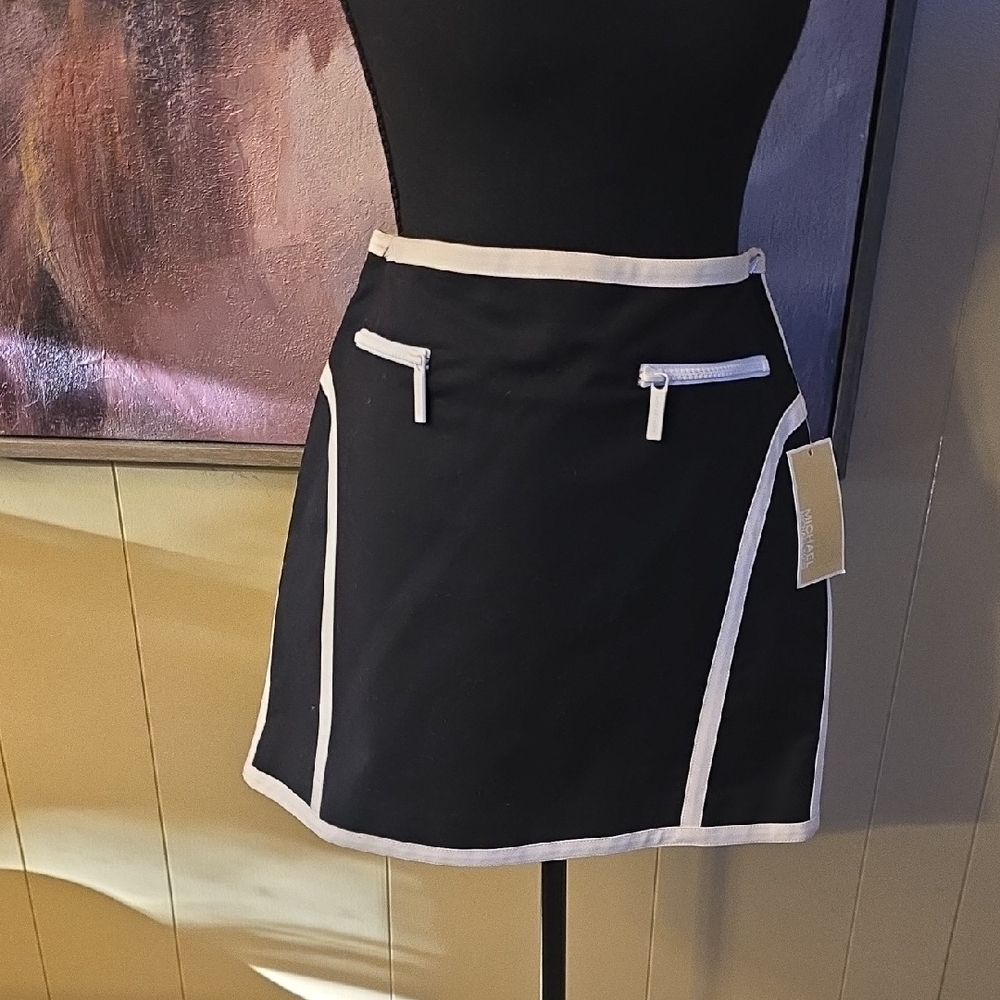 Michael Kors Black and White Mini Skirt